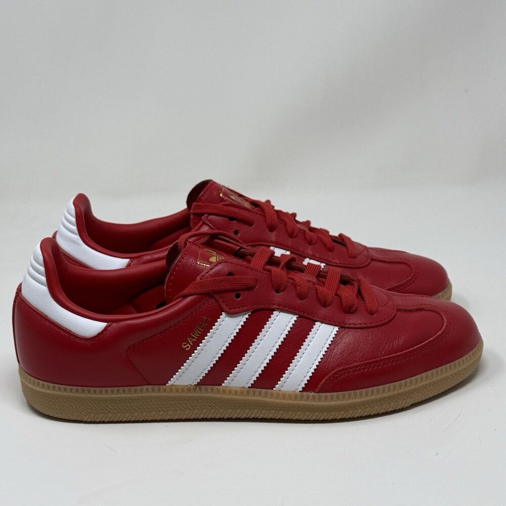 Adidas Samba OG Sneakers Mens 9 Red White Leather Gum Soles Soccer Skate Shoes